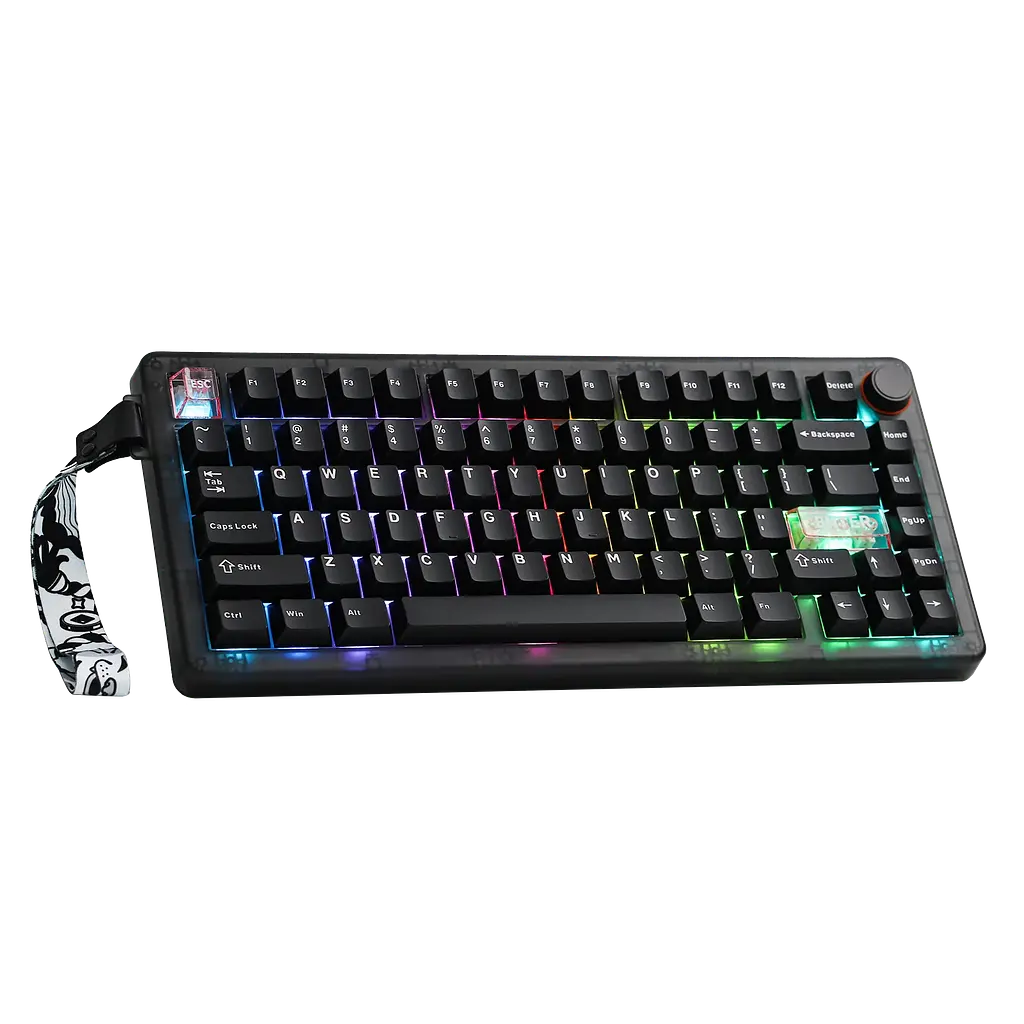 Игровая беспроводная механическая клавиатура CIDOO QK75 / Три режима подключения / CIDOO Pearl White Switch / Black - фото 3