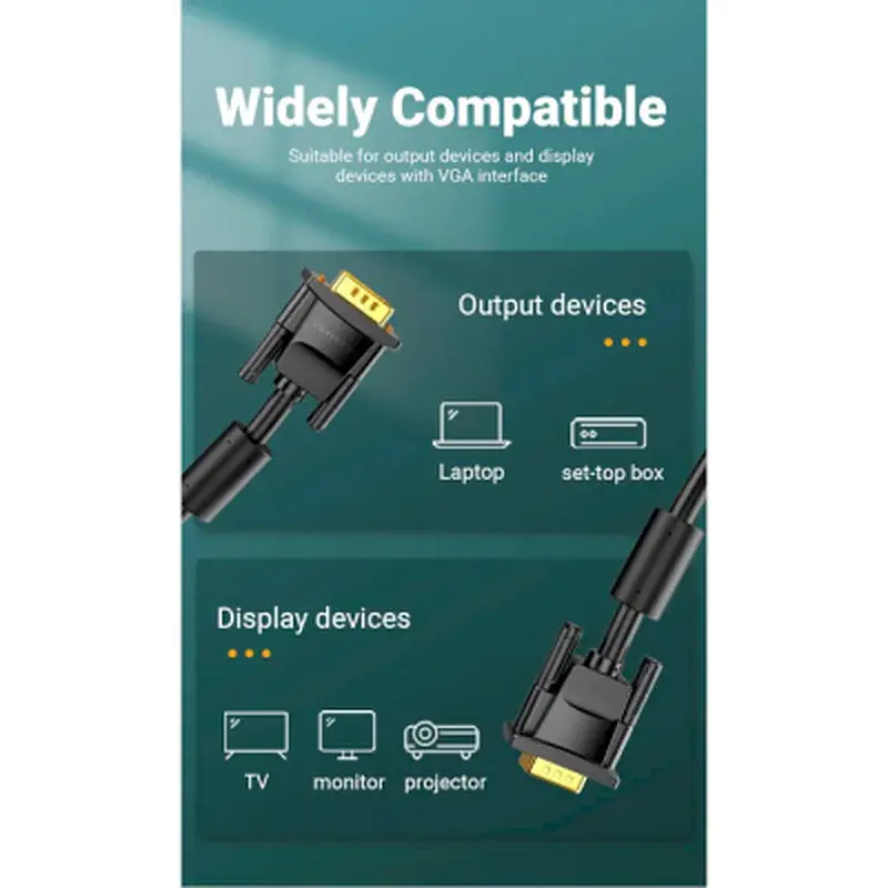 Кабель мультимедійний VGA M to VGA M 2.0m ferrite Vention (DAEBH) - фото 8