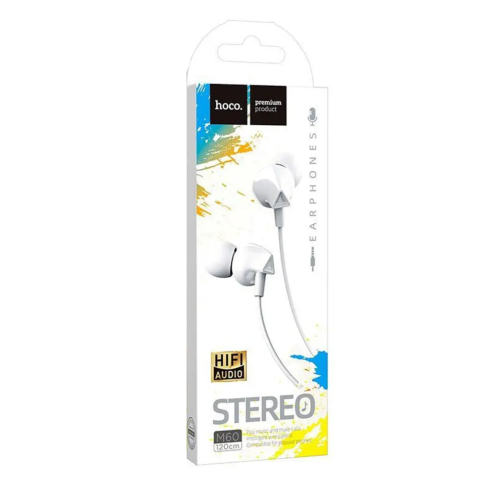 Навушники Hoco M60 Perfect sound universal earphones with mic White - фото 2