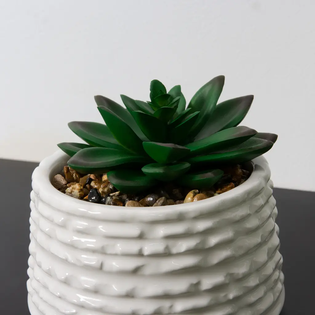 Горщик зі штучною рослиною МВМ My Home, 10 см, білий (DH-FLOWERS-12 GREEN/WHITE) - фото 2