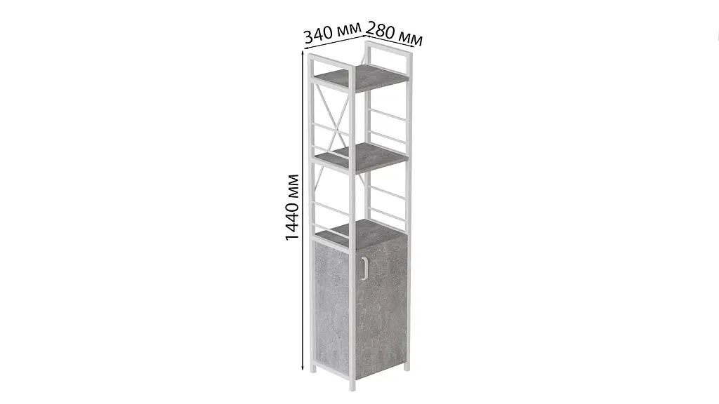 Этажерка 3/34 Ferrum-decor Серии Конект с тумбой 144x34x28 Белый ДСП Бетон (FRD-104434) - фото 3