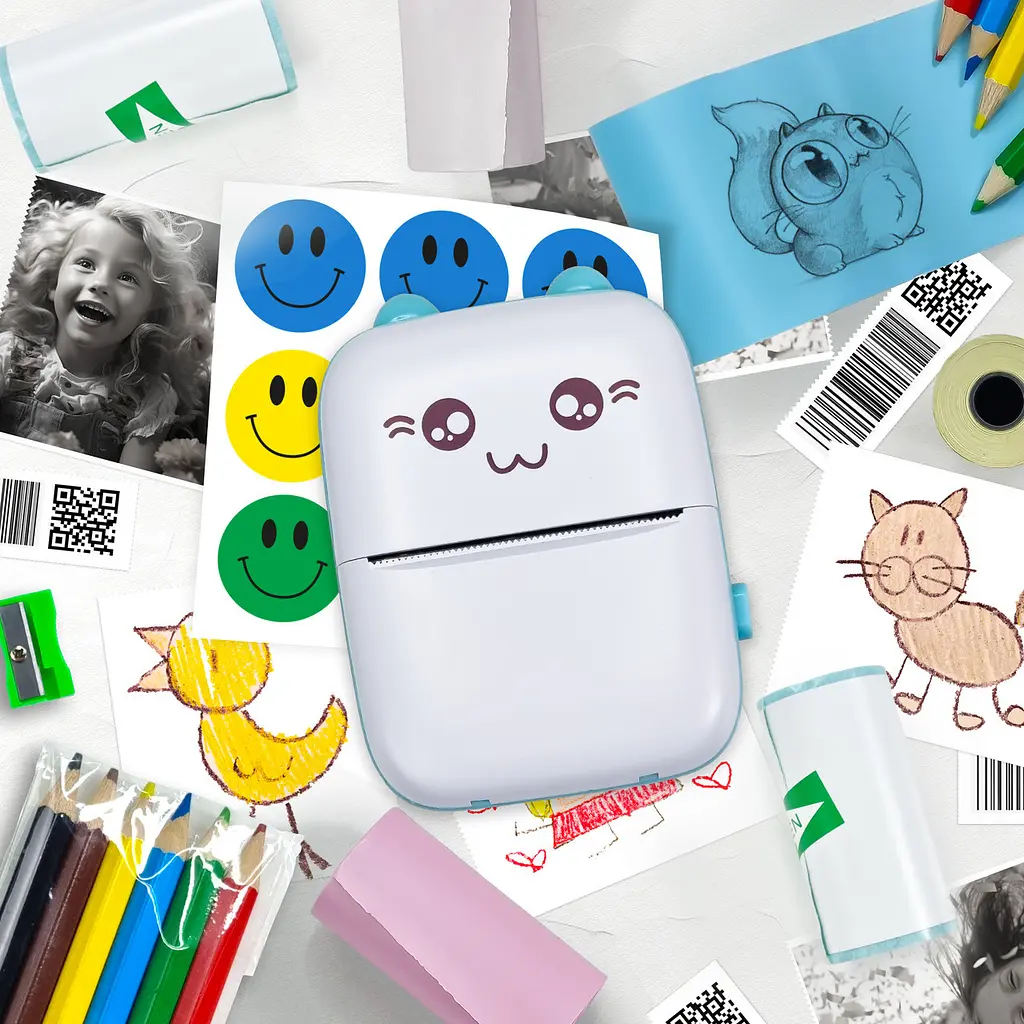 Портативний принтер JETIX Mini printer Blue із набором термопаперу в комплекті - фото 5