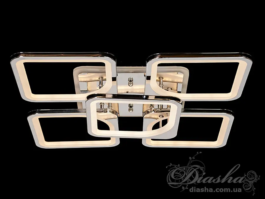 Серебряная диодная люстра в зал с диммером и подсветкой, 150W - фото 3