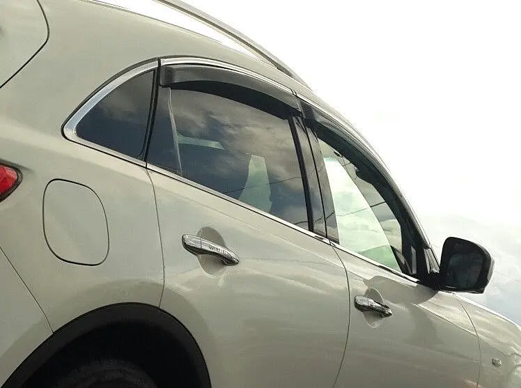 Дефлектори вікон вітровики для Infiniti EX35 / 37 2007- З Молдингом Хром - фото 2