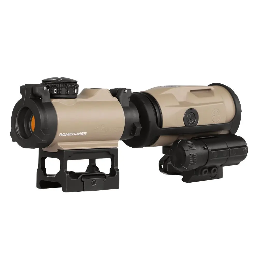 Коліматорний приціл Sig Sauer Romeo-MSR 2MOA red dot зі збільшувачем Juliet3-Micro 1-3X FDE (SORJ72011) - фото 2