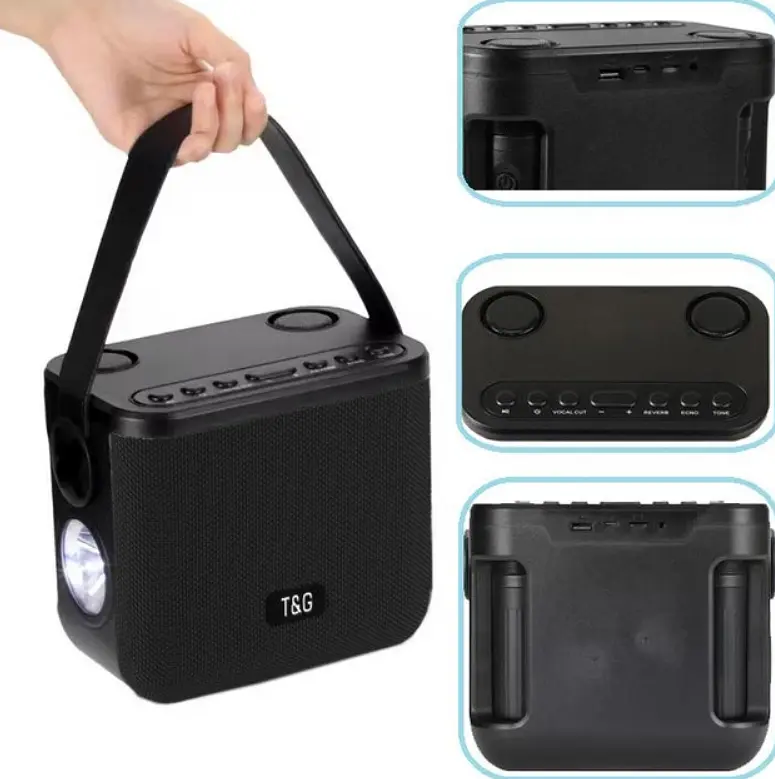 Портативна Bluetooth-колонка TG545DK 10W з ліхтариком та двома мікрофонами Black - фото 3