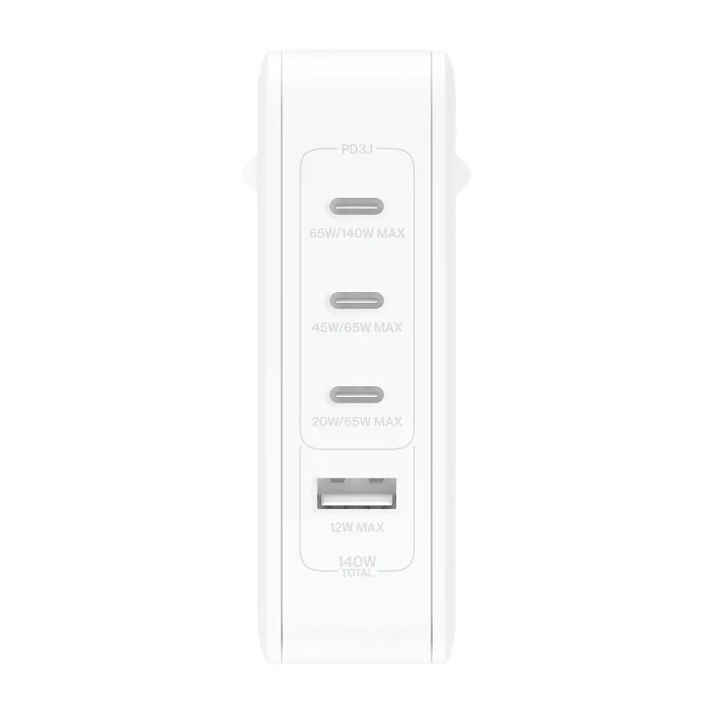 Зарядний пристрій мережевий Belkin 140Вт 3хUSB-С GAN PD PPS, USB-A, білий - фото 10