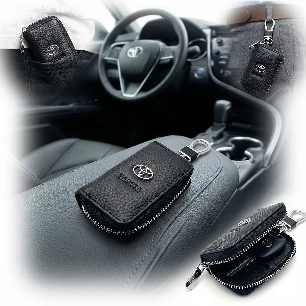 Автомобільна ключниця для ключів із логотипом Toyota (тиснена шкіра) - фото 2