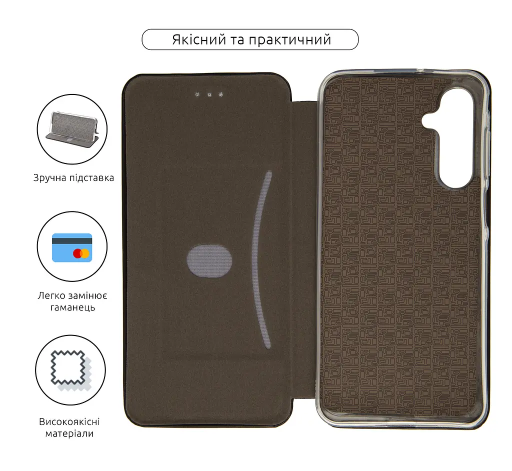 Чехол-книжка для Samsung Galaxy A16 4G (A165), G-Case, черный, кожаный чехол-книга из экокожи (PU) и TPU, с магнитом, с подставкой и вместительным кардхолдером, противоударный, защита всего корпуса, ArmorStandart (ARM80129) - фото 3