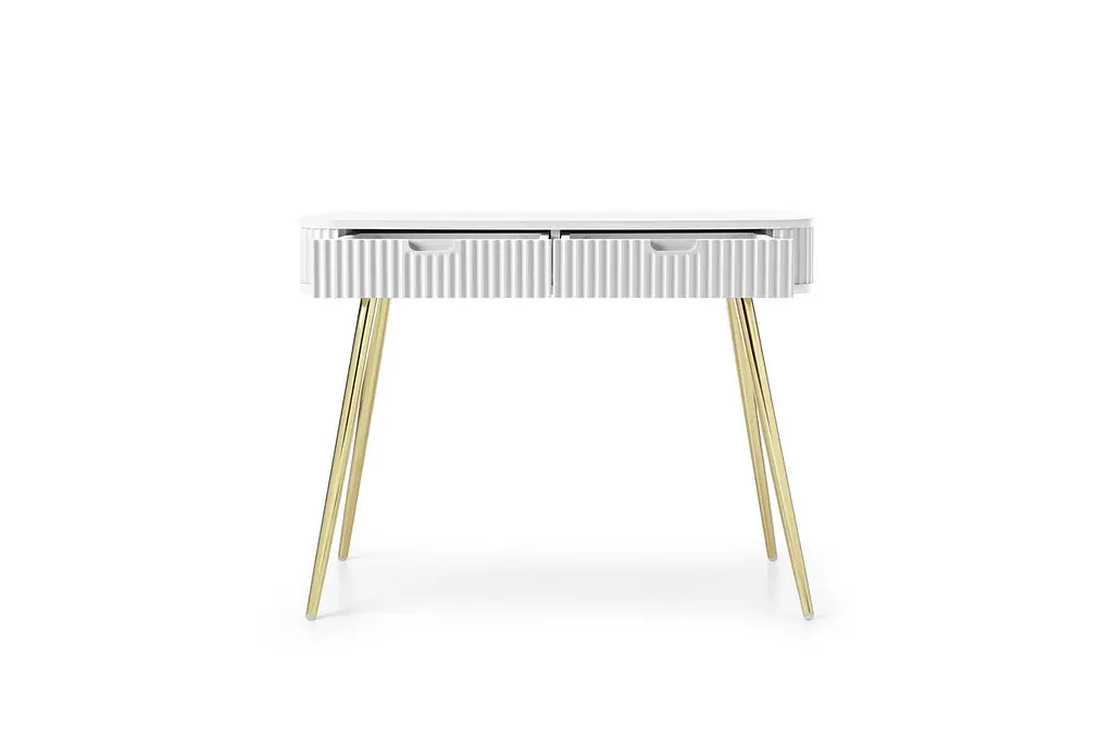 Стіл туалетний Perfect Home Зова / Zova з 2 шухлядами та золотими ніжками T103 Білий (PFH-091299) - фото 2