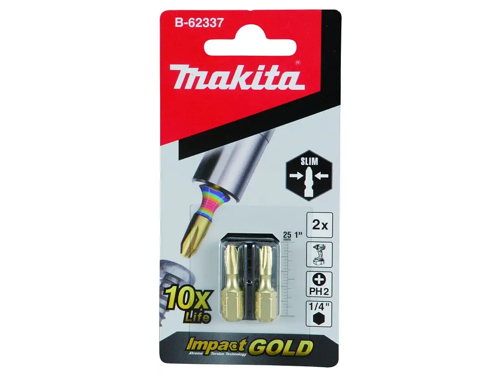 Біта торсіонна PH2 25 мм Makita Impact Gold Super Slim B-62337 (2 шт)