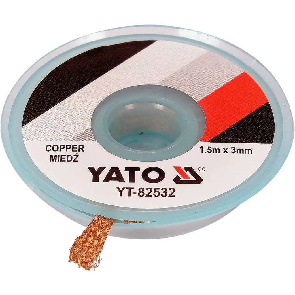 Стрічка плетена з міді Yato для очищення від припою 1.5м х 3мм в котушці в корпусі (YT-82532) - фото 2