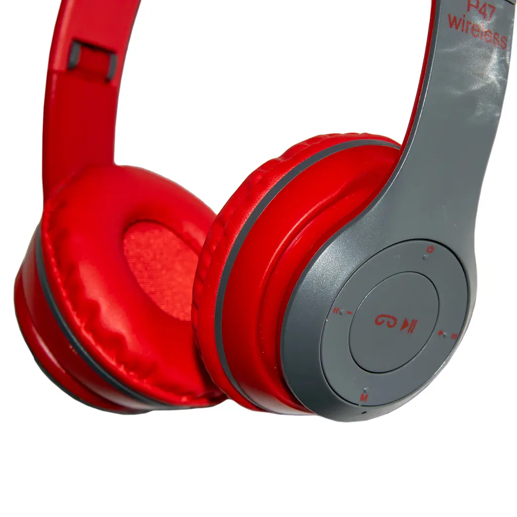 Навушники Bluetooth бездротові червоні з сірим Wireless Headphones P47 навушники накладні - фото 4