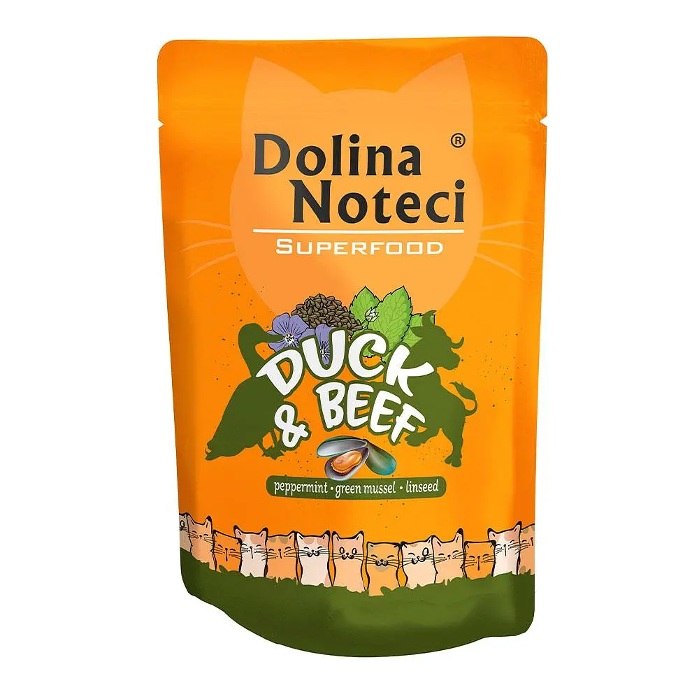 Вологий корм для котів Dolina Noteci Superfood з качкою і яловичиною пауч 85 г