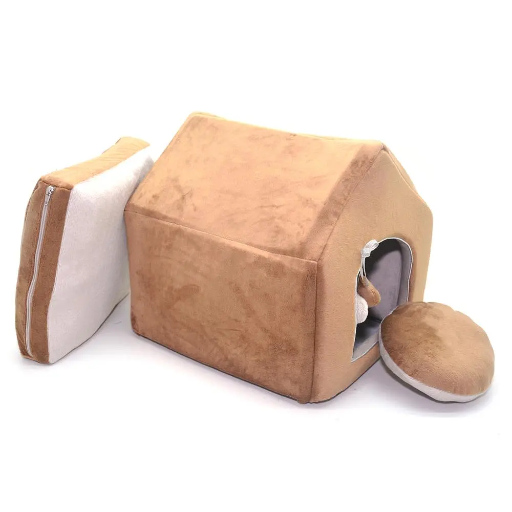 Будиночок для собак та котів Zoo-hunt Плюш коричневий №1 300х330х330 мм (ZH24753601-1) - фото 2