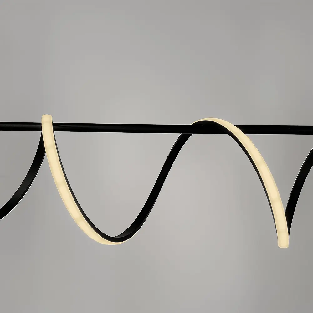 Удлиненная черная LED люстра со светодиодной волной и белым плафоном Line.F MJ 189-1500 BK - фото 3