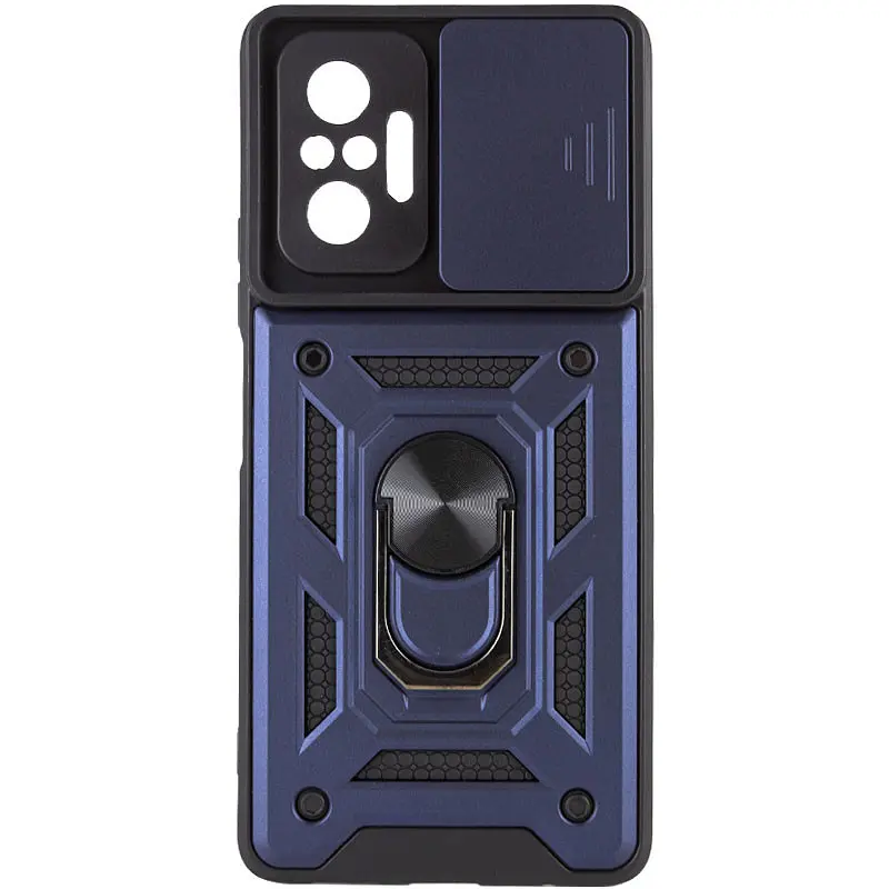 Ударостійкий чохол Camshield Serge Ring для Xiaomi Redmi Note 10 Pro / 10 Pro Max Синій, TPU+PC, Шторка на камеру - фото 2