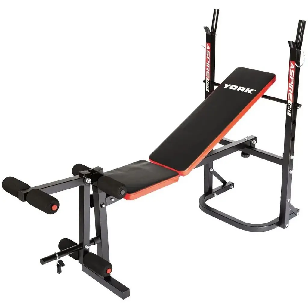 Скамья тренировочная York Fitness ASPIRE 120 складная со стойкой под штангу. - фото 2