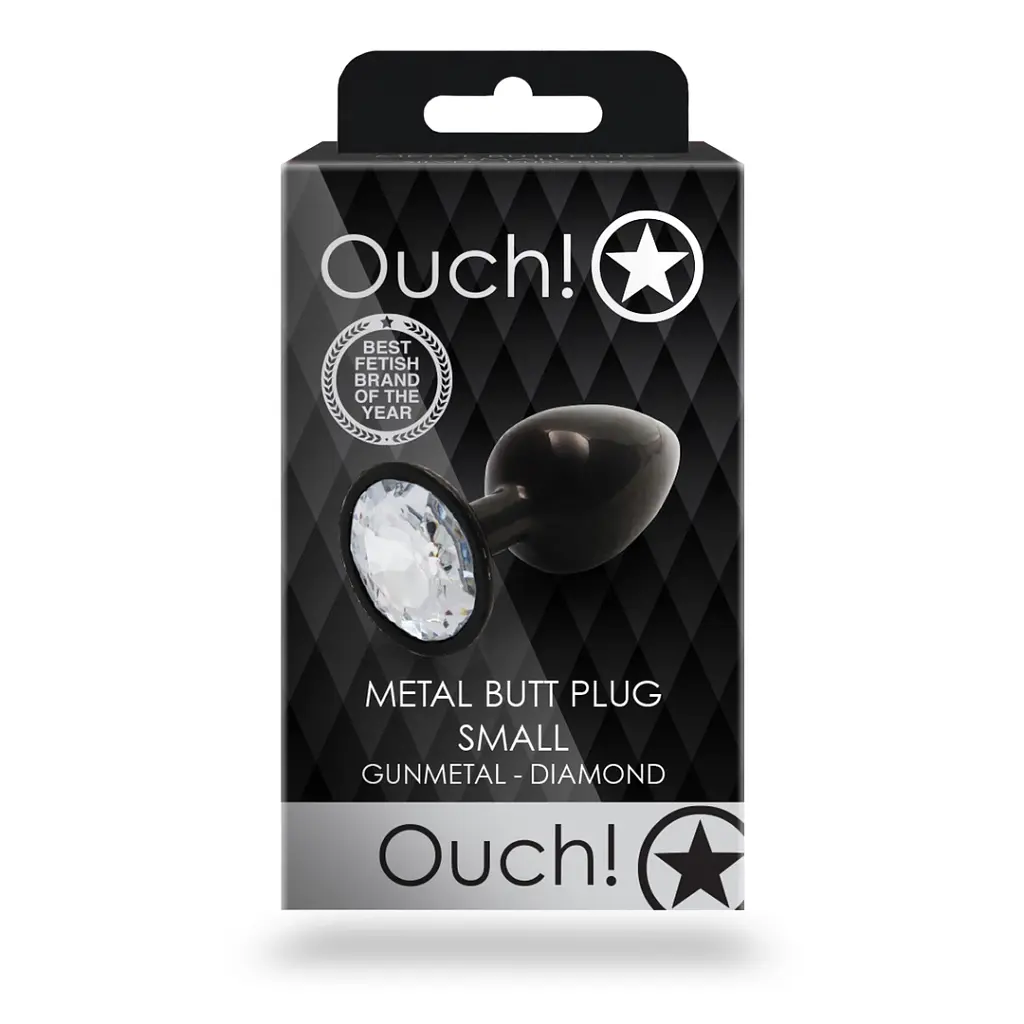 Анальна пробка Ouch! Round Gem Butt Plug S, 6.9 см (чорний) - фото 7
