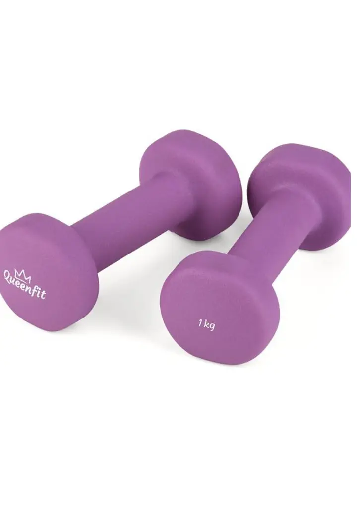 Гантели для фитнеса неопреновые Queenfit 2х1 кг фиолетовые - фото 2