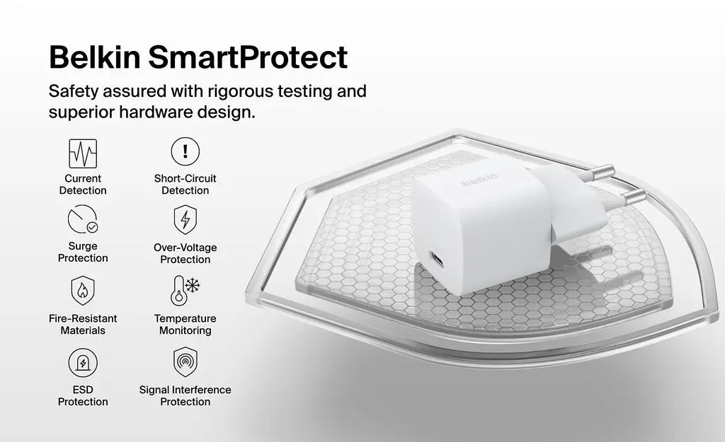 Мережевий зарядний пристрій Belkin 25 W USB-C PD PPS White - фото 5