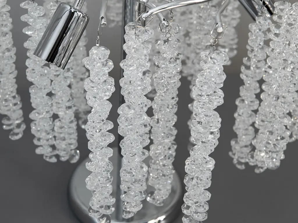 Настільна лампа Глициния хром кришталеві підвіски 3 лампи - фото 3