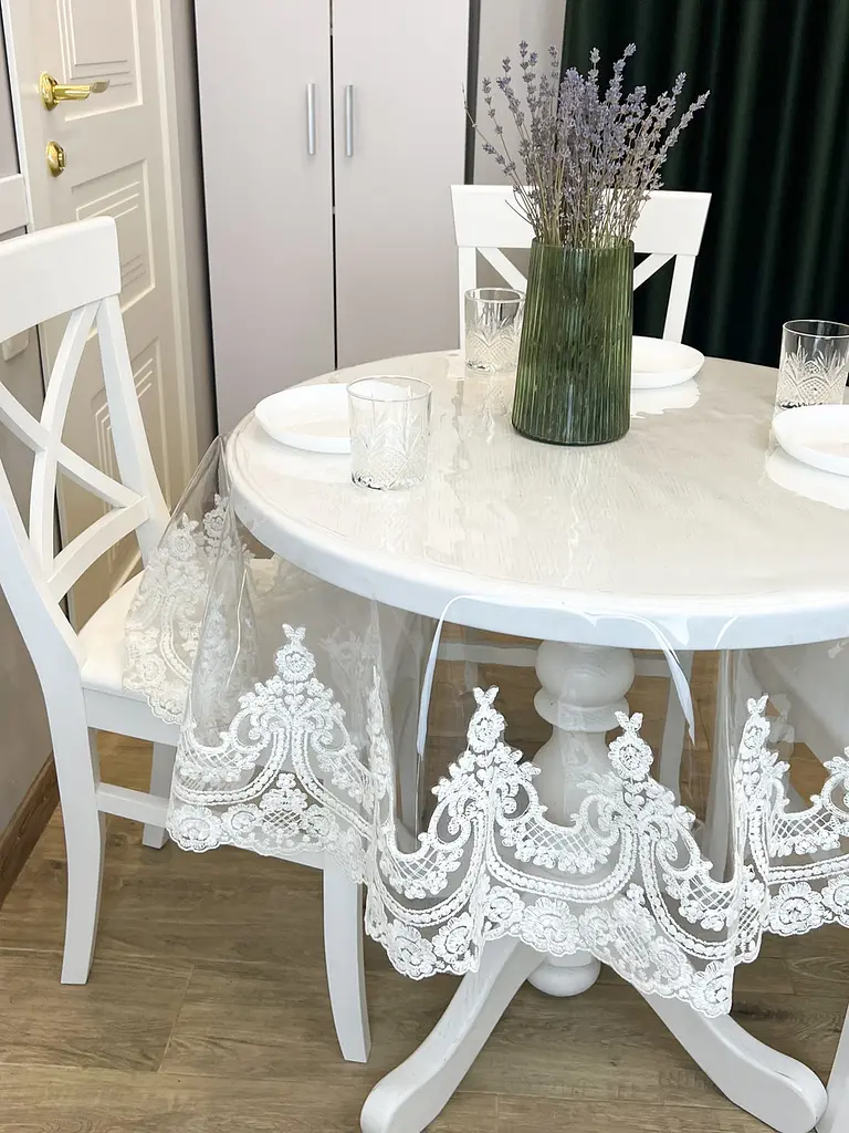 Силіконова скатертина з молочним мереживом Арка Elit 330х190 см - фото 3