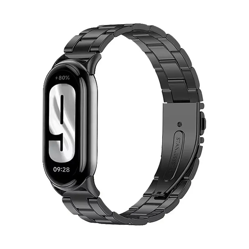 Комплект ремешки Tamister для фитнес-браслета Xiaomi Mi Band 8 и 9 Bead design Black - Milanese design Silver - фото 2