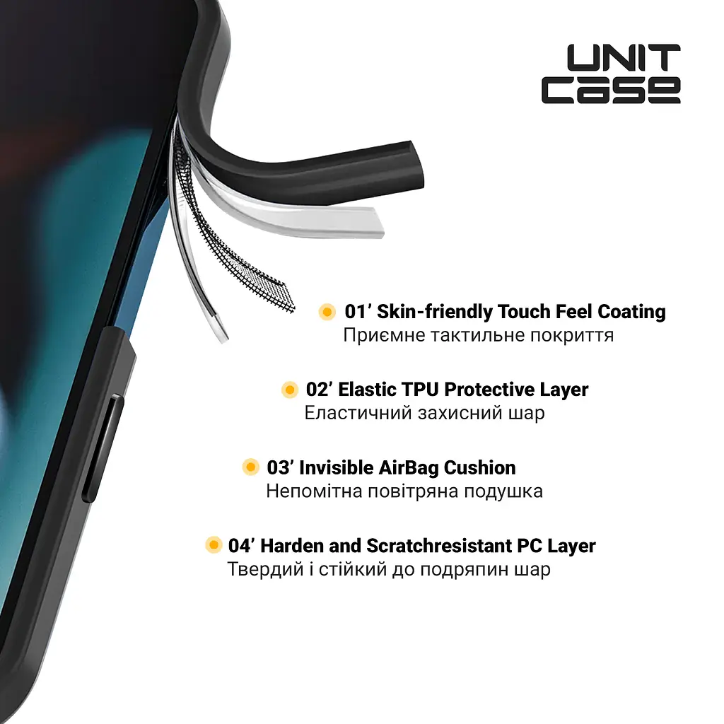 Чехол для Apple iPhone 14 Pro Max, Unit, черный, прозрачный противоударный чехол-накладка из TPU и поликарбоната (PC), с защитными бортиками, защита всего корпуса от ударов и царапин, ArmorStandart (ARM62484) - фото 3