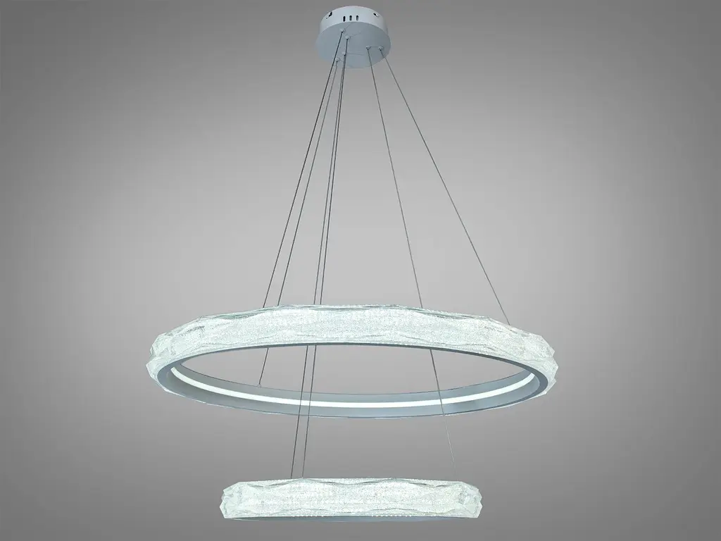 Підвісна LED-люстра в спальню Diasha 583-800+500WH біла, 2 кільця, 200 Вт, 80 см, до 30 м2 - фото 4