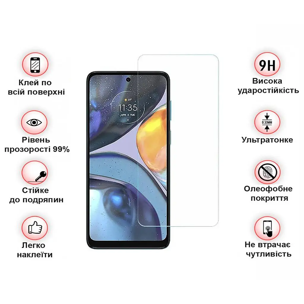 Скло захисне BeCover Motorola Moto E32s 3D Crystal Clear Glass (709734) - фото 4