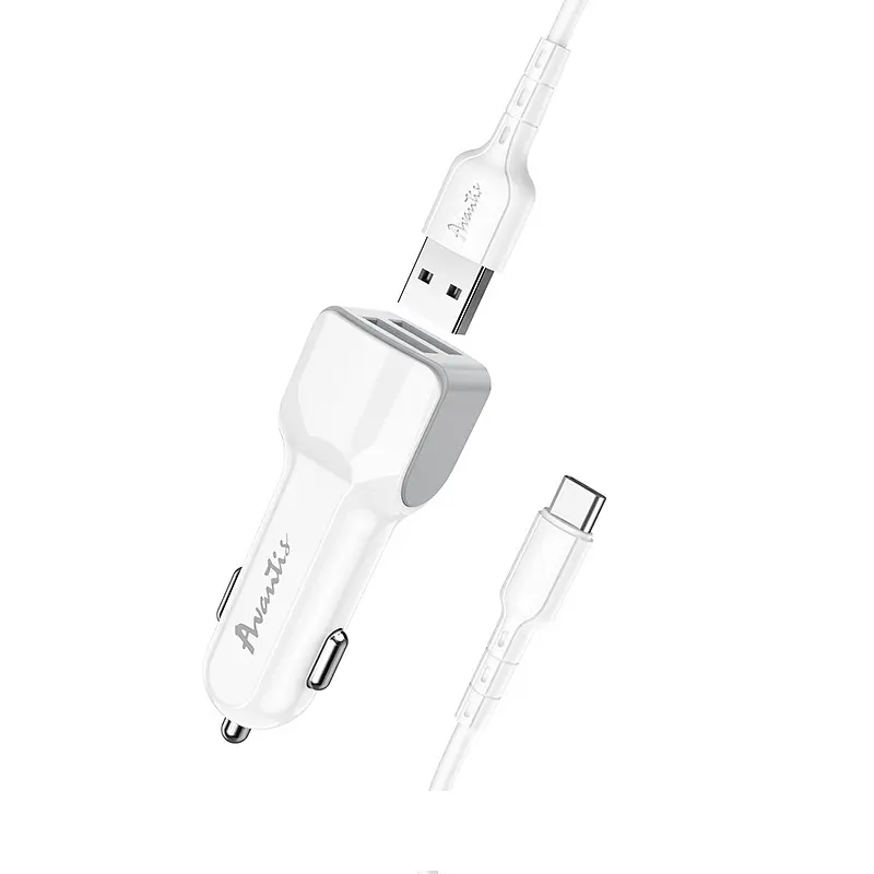 Автомобільний зарядний пристрій Avantis A910 Grand style (2USB/2.4A) + USB кабель Type-C- білий - фото 2
