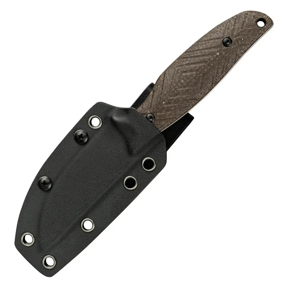 Ніж з чохлом туристичний SRM Fossa 605T-MW, (8.8 см) 14C28N / Micarta коричневий - фото 6