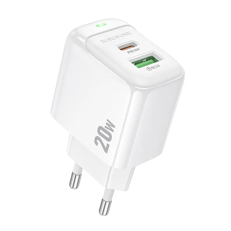 Мережевий зарядний пристрій Borofone BAS44A Potential PD20W+QC3. 0 charger(EU) білий - фото 3