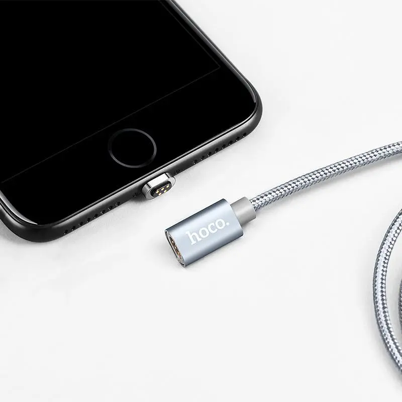 USB Cable Hoco U40A Magnetic Adsorption Lightning Grey 1.2m - фото 9