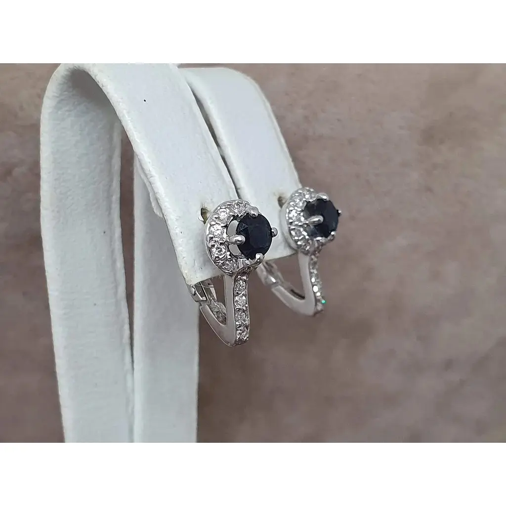 Золоті сережки Гаразд з діамантами і сапфірами. 3033353Б - фото 3