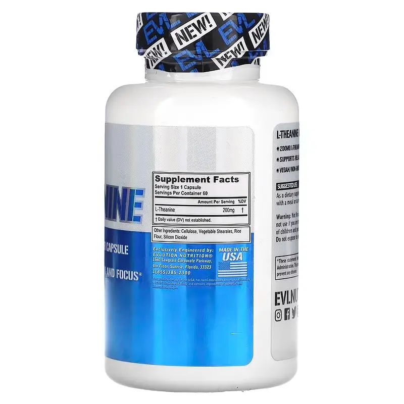 Теанін L-Theanine 200 mg 60 капсул Evlution Nutrition vit0004857 - фото 2
