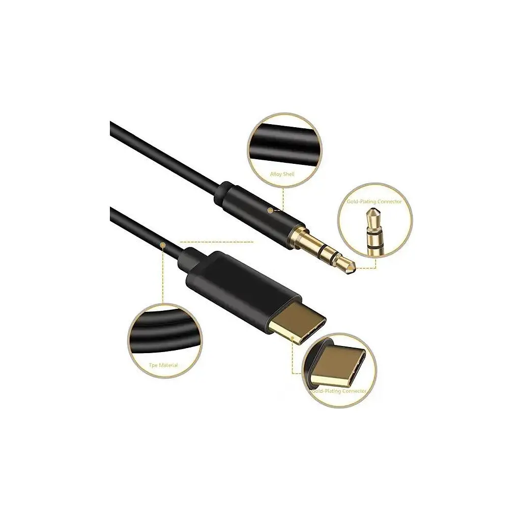 Кабель мультимедійний USB-C to 3.5mm M 1.0m black XoKo (AUX-002-BK) - фото 2