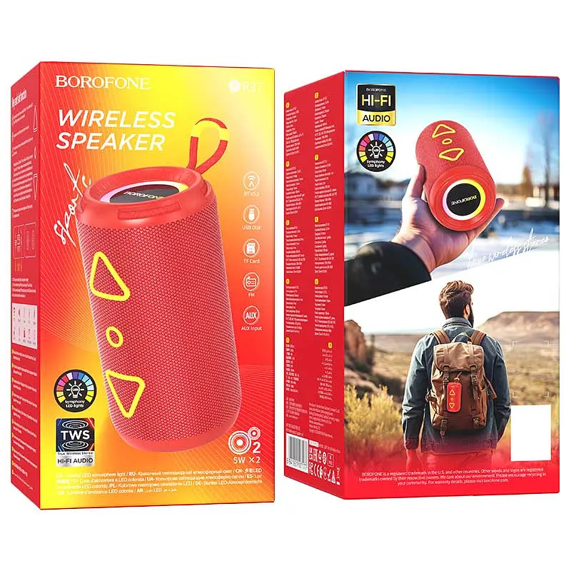 Bluetooth Колонка Borofone BR37 Noble sports Red - фото 3