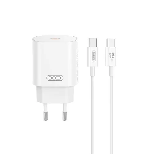 Сітчасте зарядне пристрій XO CE25 PD25W USB-C Fast Charger Type-C cable Білий - фото 5