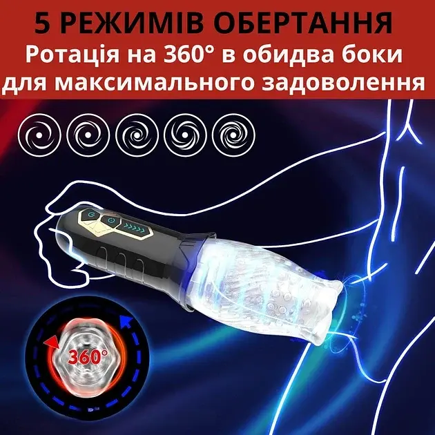 Автоматичний мастурбатор I'MCUM Crystal Spin Чорний (IM-FJB003) - фото 3