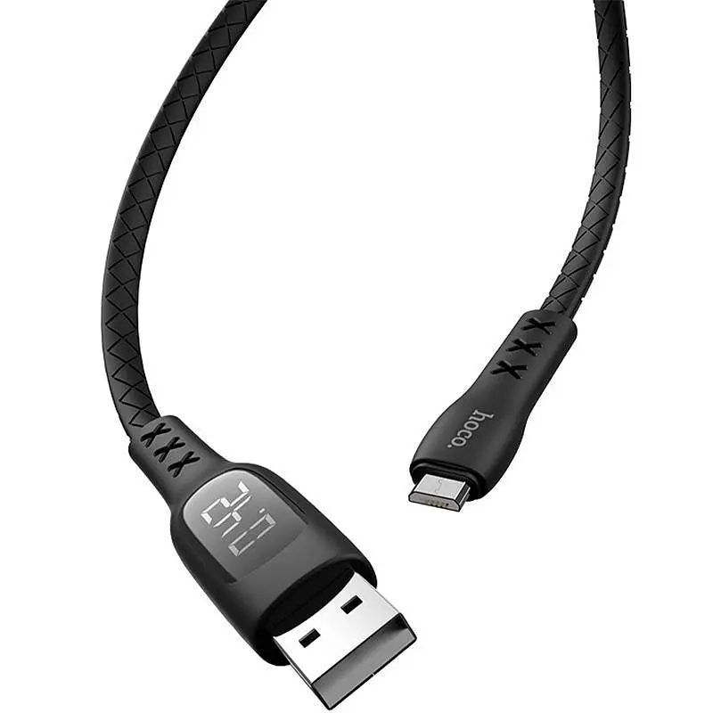 USB Cable Hoco S6 Sentinel MicroUSB Black 1m (with display) - фото 4