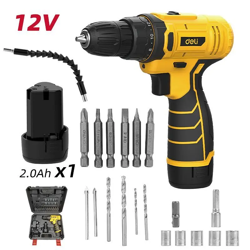 Набір дриль акумуляторна + насадки + акумулятор Deli EDL-DZ12-6A2 - фото 2