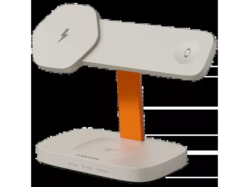 Бездротовий зарядний пристрій Canyon Hexagon WCS-310 Wireless Charging Station Light Gray/Orange (CNS-WCS310LGOR) - фото 11