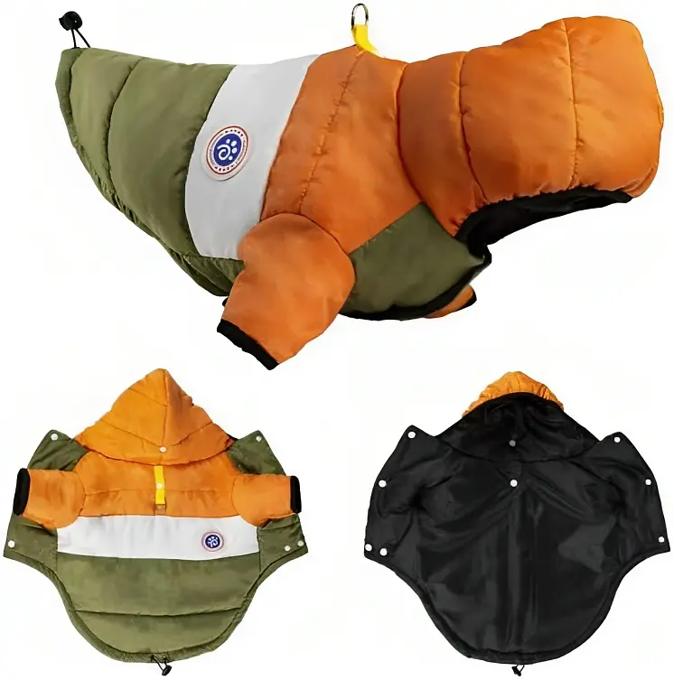 Куртка для собак та котів EcoToys Khaki Orange M оранжева з хакі A: 29 см B: 43 см C: 29 см 6936 - фото 3