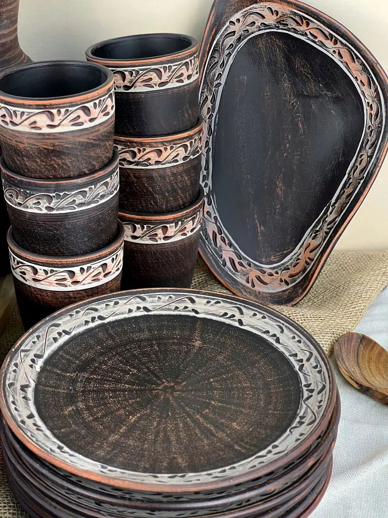 Столовий сервіз керамічного (глиняного) посуду на 6 осіб Ангоб - фото 2