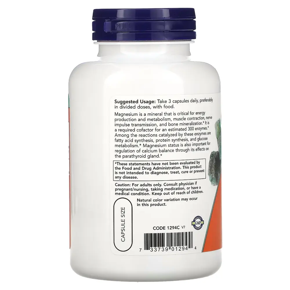 Вітаміни та мінерали NOW Magnesium Citrate, 120 вегакапсул - фото 3