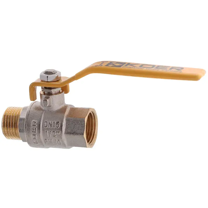 Кран кульовий Koer KR.215.G - 1/2" FM ГШВ Yellow, ручка "важіль" жовта KR0116