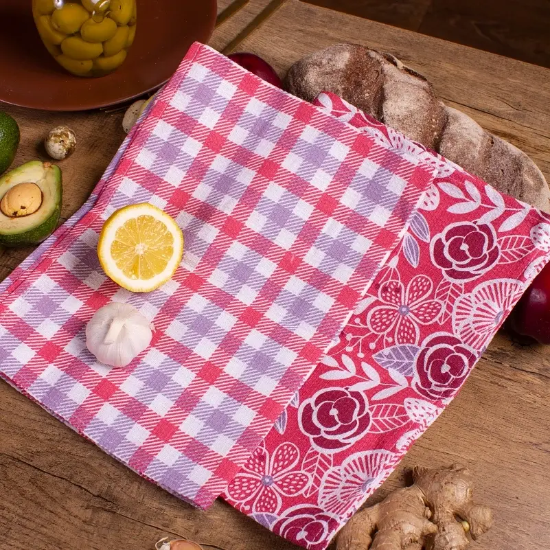 Набор вафельных полотенец MirSon №605 Red rue 60х45 см 2 шт. (2200006740124) - фото 3