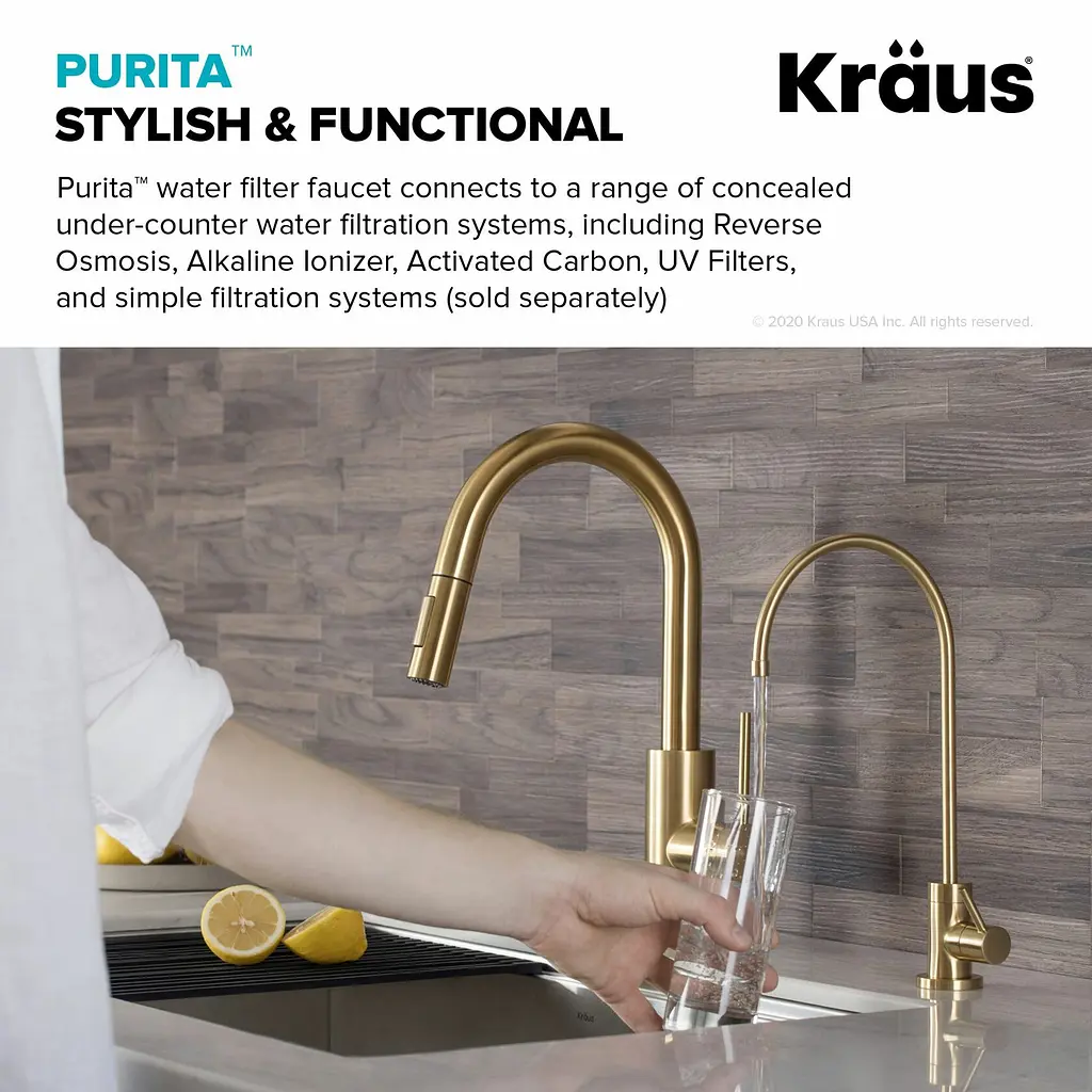 Кран кухонный к фильтру Kraus Purita FF-100BB, Бронза - фото 8